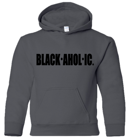Blackaholic Classic Hoodie  Boy Charcoal (Black Lettering)