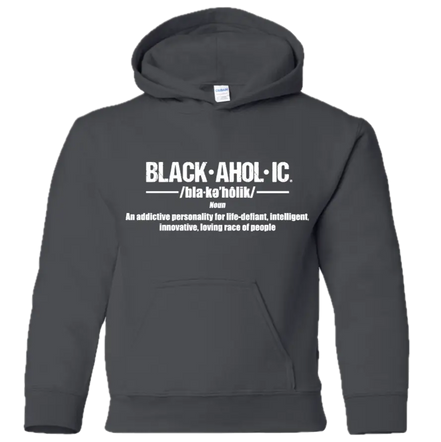Blackaholic Definition Hoodie Boy Charcoal  (White Lettering) BLACKAHOLIC UNLIMITED