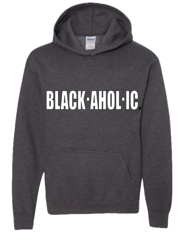 Blackaholic Classic Hoodie  Boy  Heather Grey  (White Lettering) BLACKAHOLIC UNLIMITED