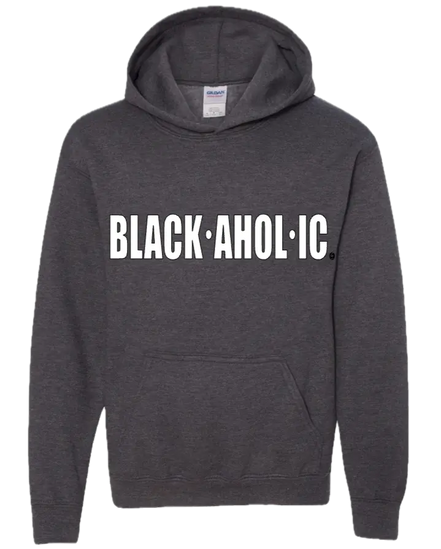 Blackaholic Classic Hoodie  Boy  Heather Grey  (White Lettering) BLACKAHOLIC UNLIMITED