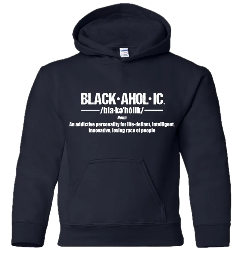 Blackaholic Definition Hoodie Boy Navy (White Lettering) BLACKAHOLIC UNLIMITED