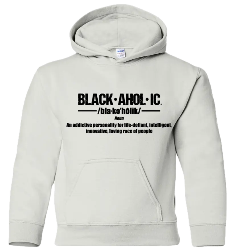 Blackaholic Definition Hoodie Boy White (Black Lettering) BLACKAHOLIC UNLIMITED