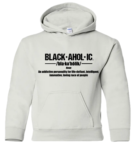 Blackaholic Definition Hoodie Boy White (Black Lettering) BLACKAHOLIC UNLIMITED