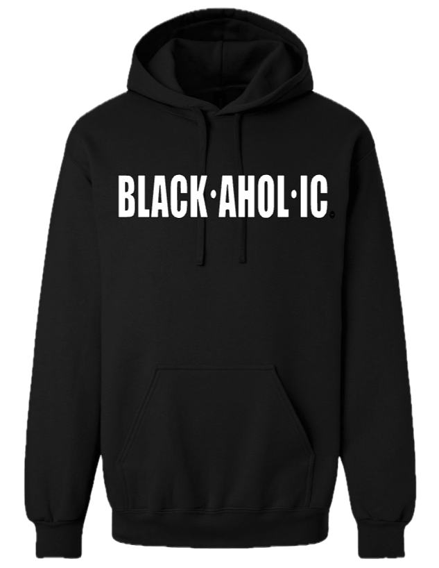 Blackaholic Classic Hoodie  Men Black (White Lettering)