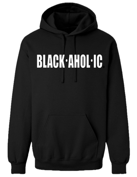Blackaholic Classic Hoodie  Men Black (White Lettering)