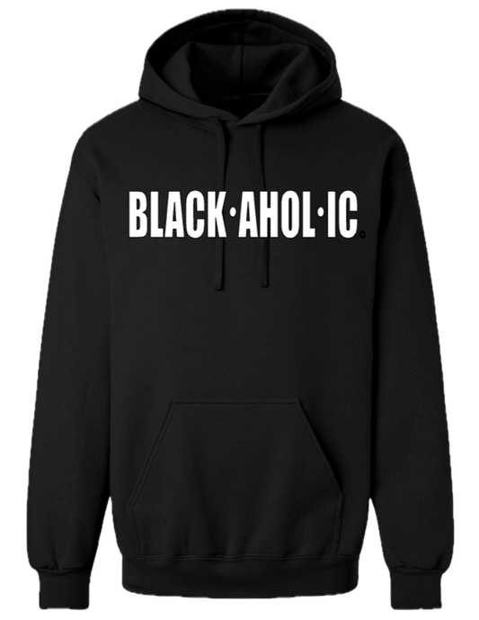 Blackaholic Classic Hoodie  Men Black (White Lettering)