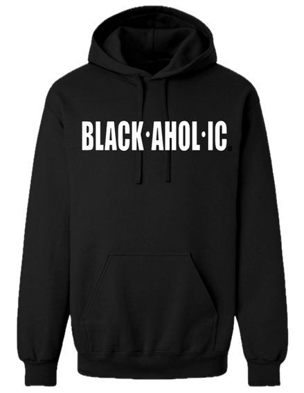 Blackaholic Classic Hoodie  Men Black (White Lettering)