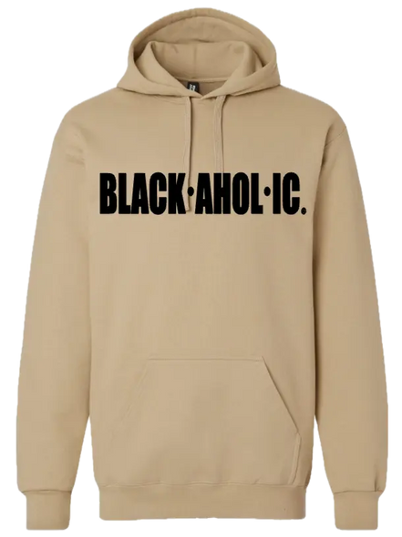 Blackaholic Classic Hoodie  Men Tan (Black Lettering) BLACKAHOLIC UNLIMITED