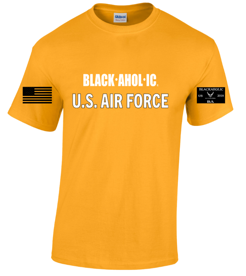 Blackaholic Air Force Tee Men (Gold White Lettering)