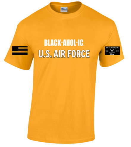 Blackaholic Air Force Tee Men (Gold White Lettering)