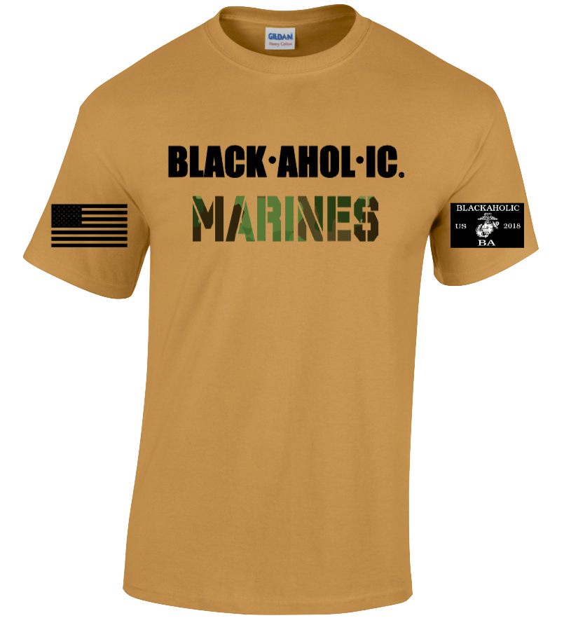 Blackaholic Marines Tee Men Gold ( Camouflage Lettering)