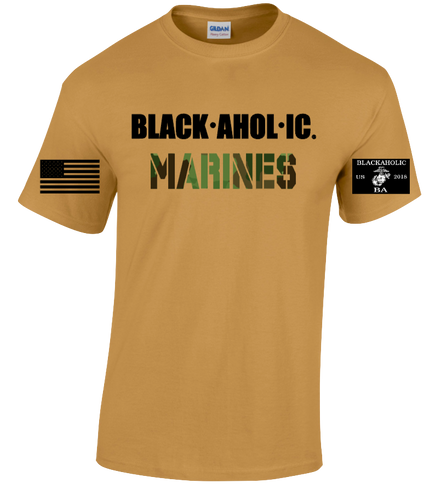 Blackaholic Marines Tee Men Gold ( Camouflage Lettering)