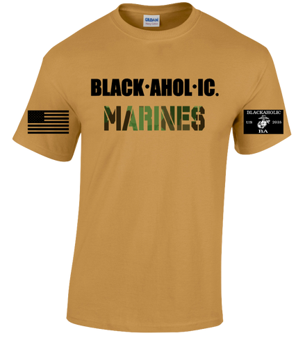Blackaholic Marines Tee Men Gold ( Camouflage Lettering)