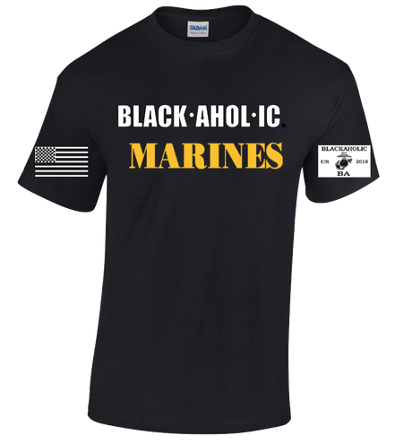 Blackaholic Marines Tee Men Black (Yellow Lettering)