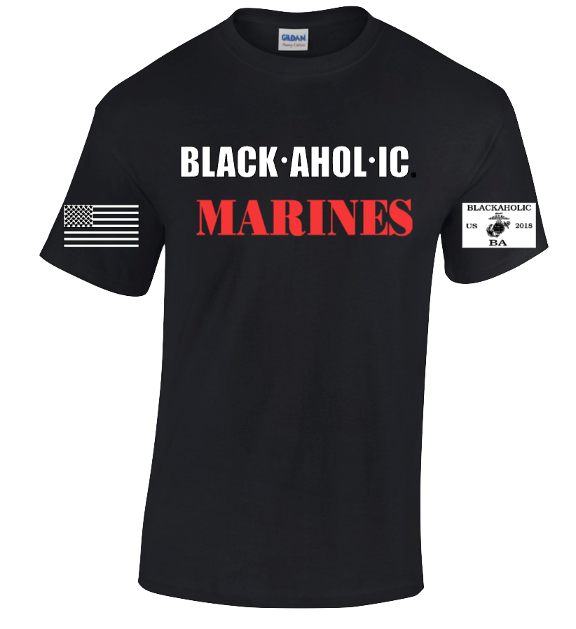 Blackaholic Marines Tee Men Black (Red Lettering)